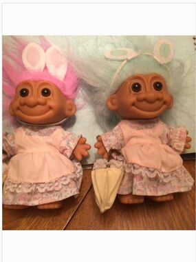 2 Russ Berrie Easter troll dolls